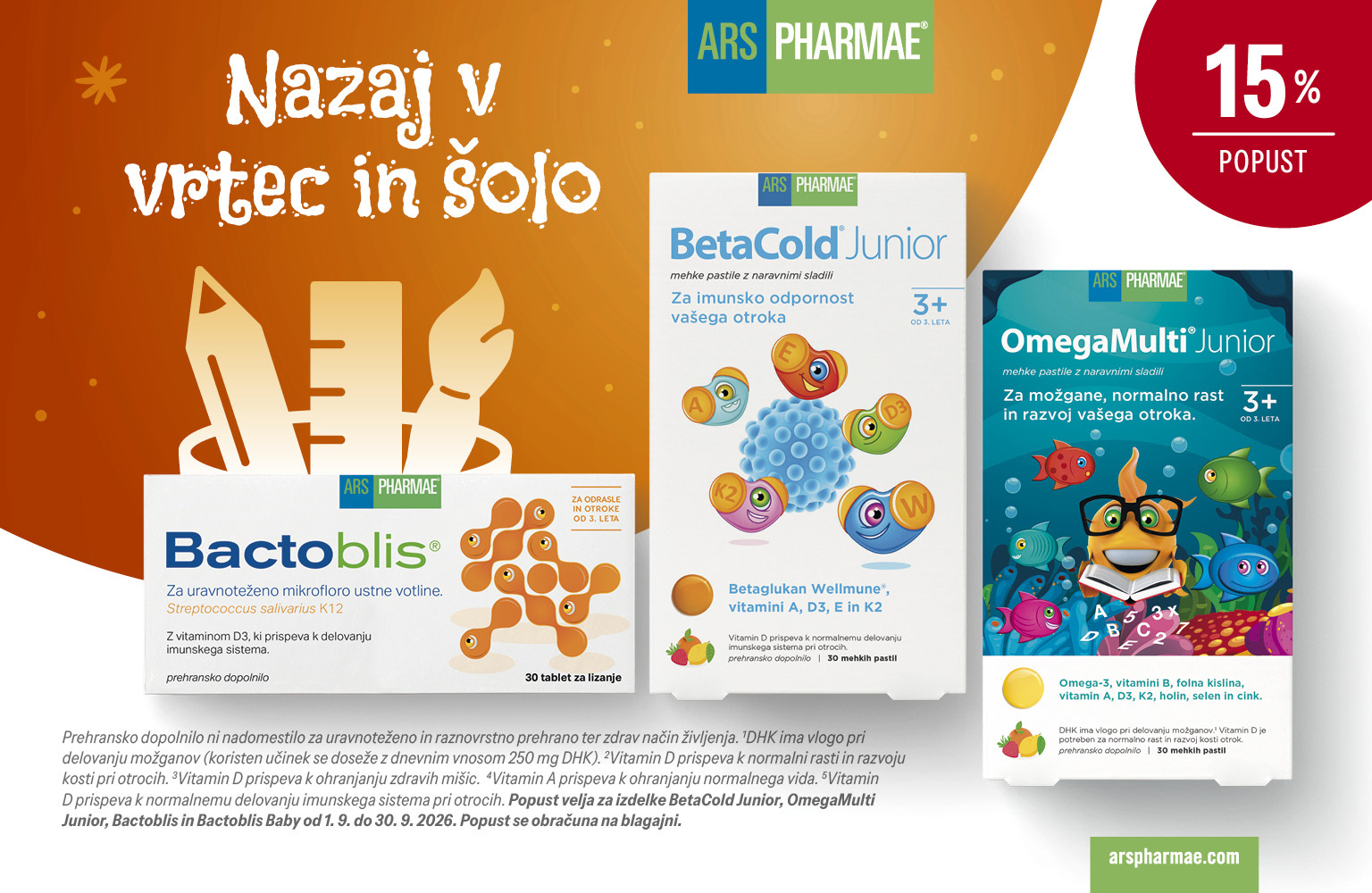 Nazaj v šolo in vrtec ArsPharmae